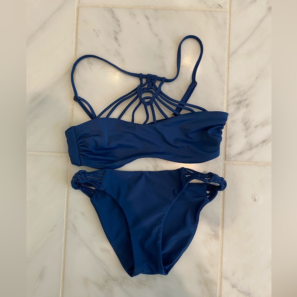 XS Tori Praver Two Piece Bathing Suit Navy